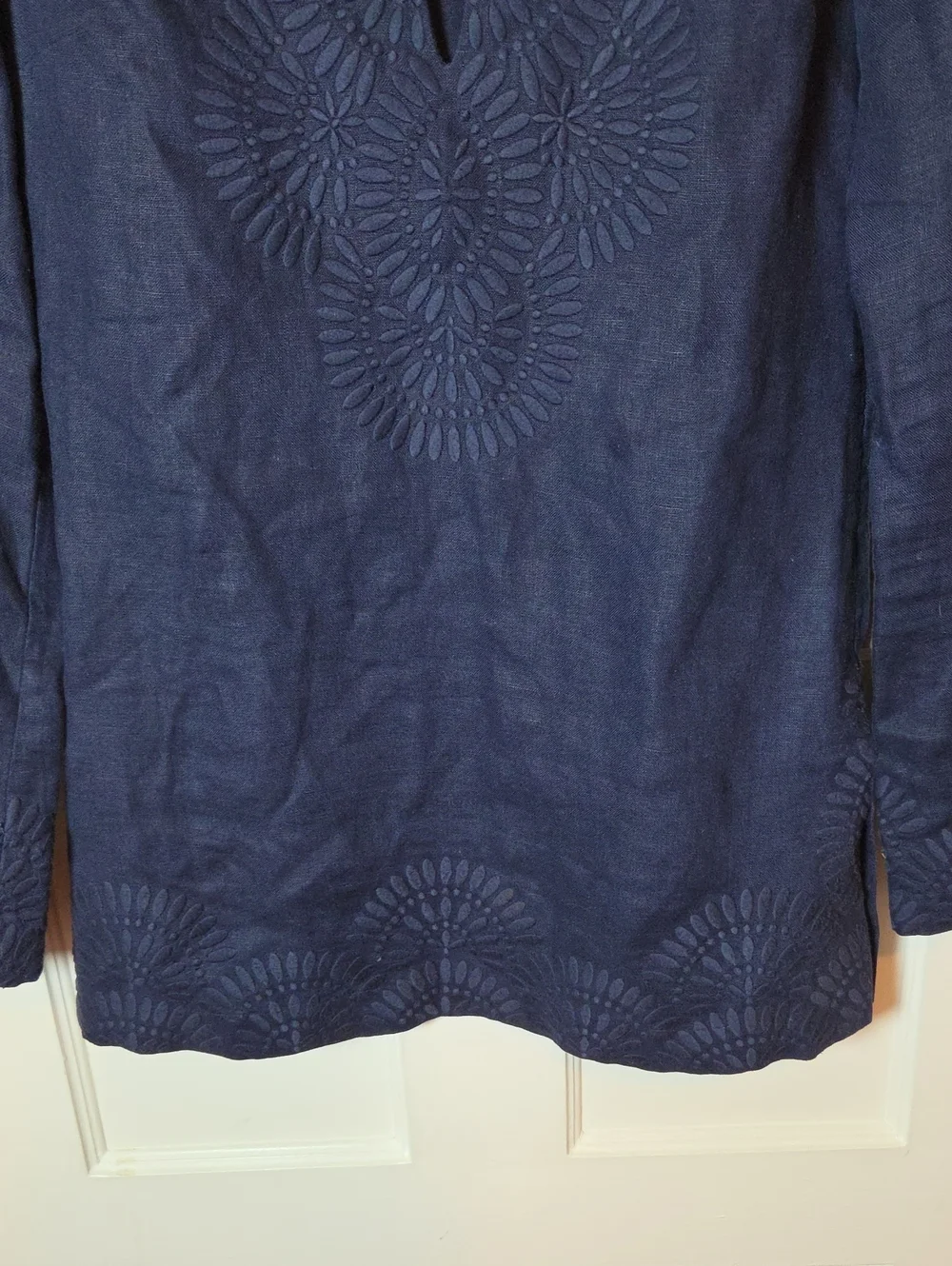 Tory Burch Linen Tory Tunic In Tonal Navy Size 6